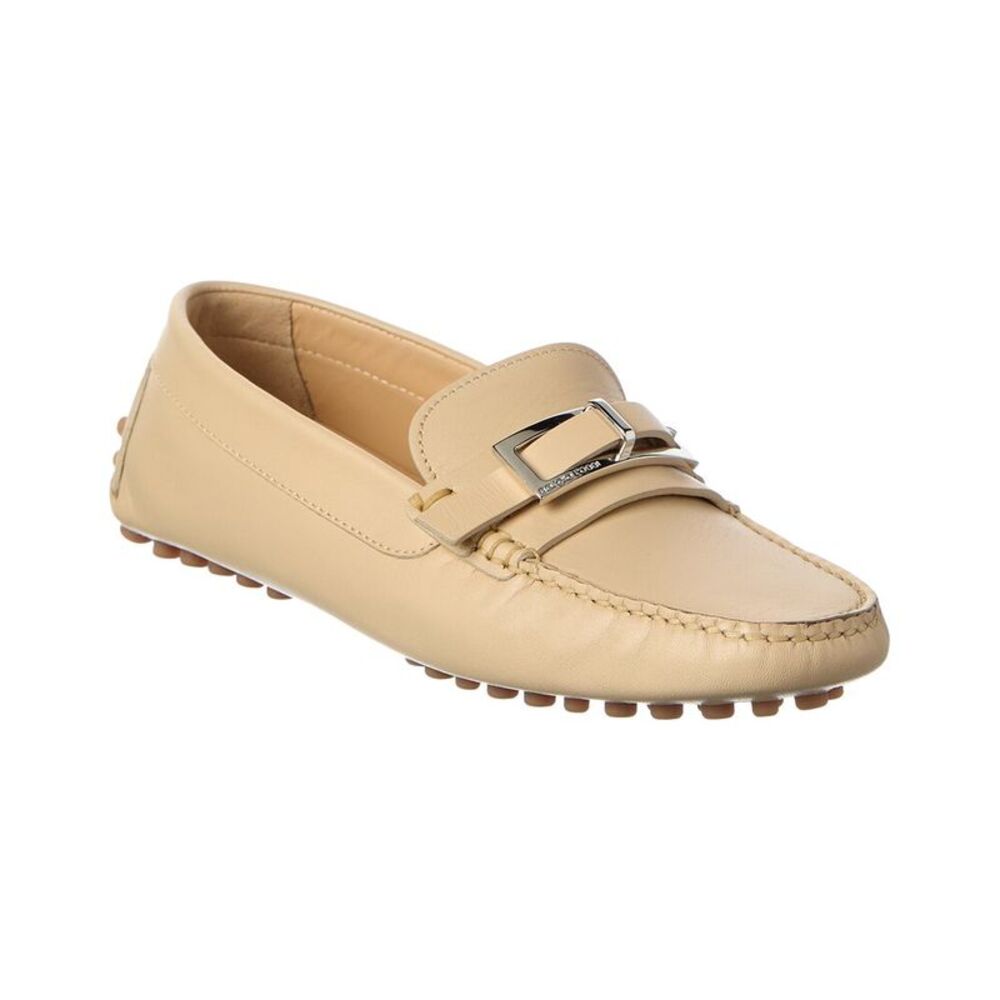 Sergio Rossi Nora Leather Loafer, Beige